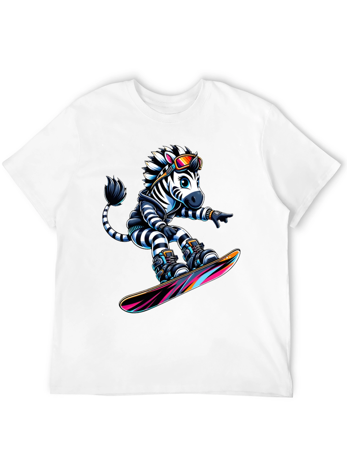 Zebra Snowboarder Graphic T-Shirt