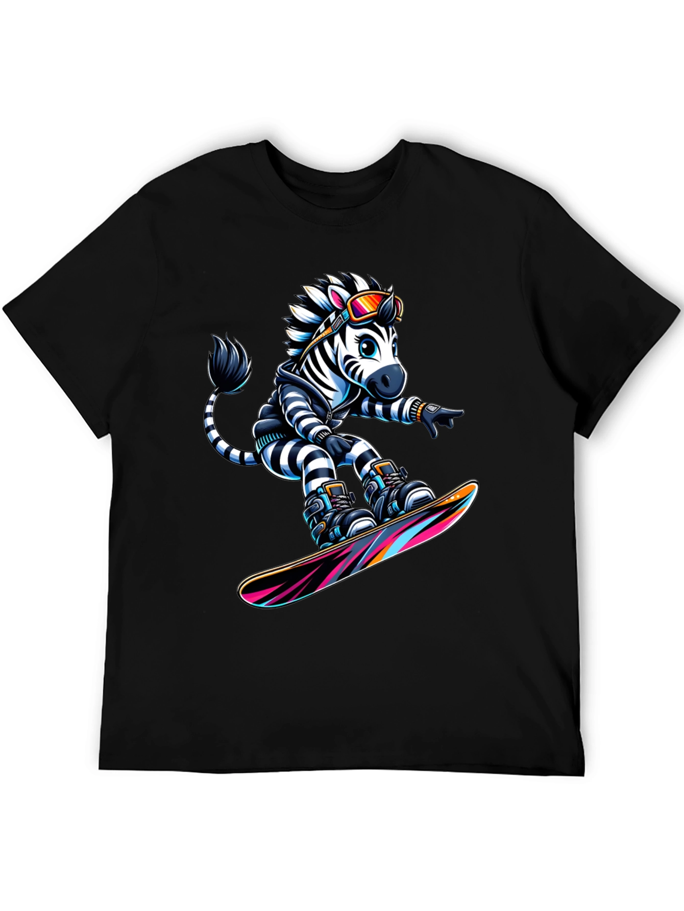 Zebra Snowboarder Graphic T-Shirt