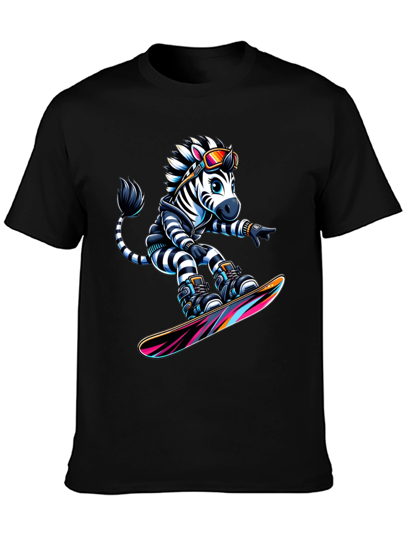 Zebra Snowboarder Graphic T-Shirt