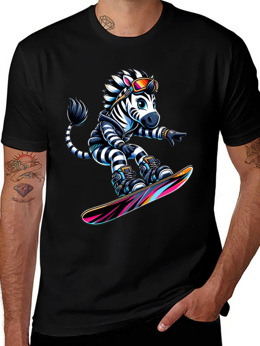 Zebra Snowboarder Graphic T-Shirt