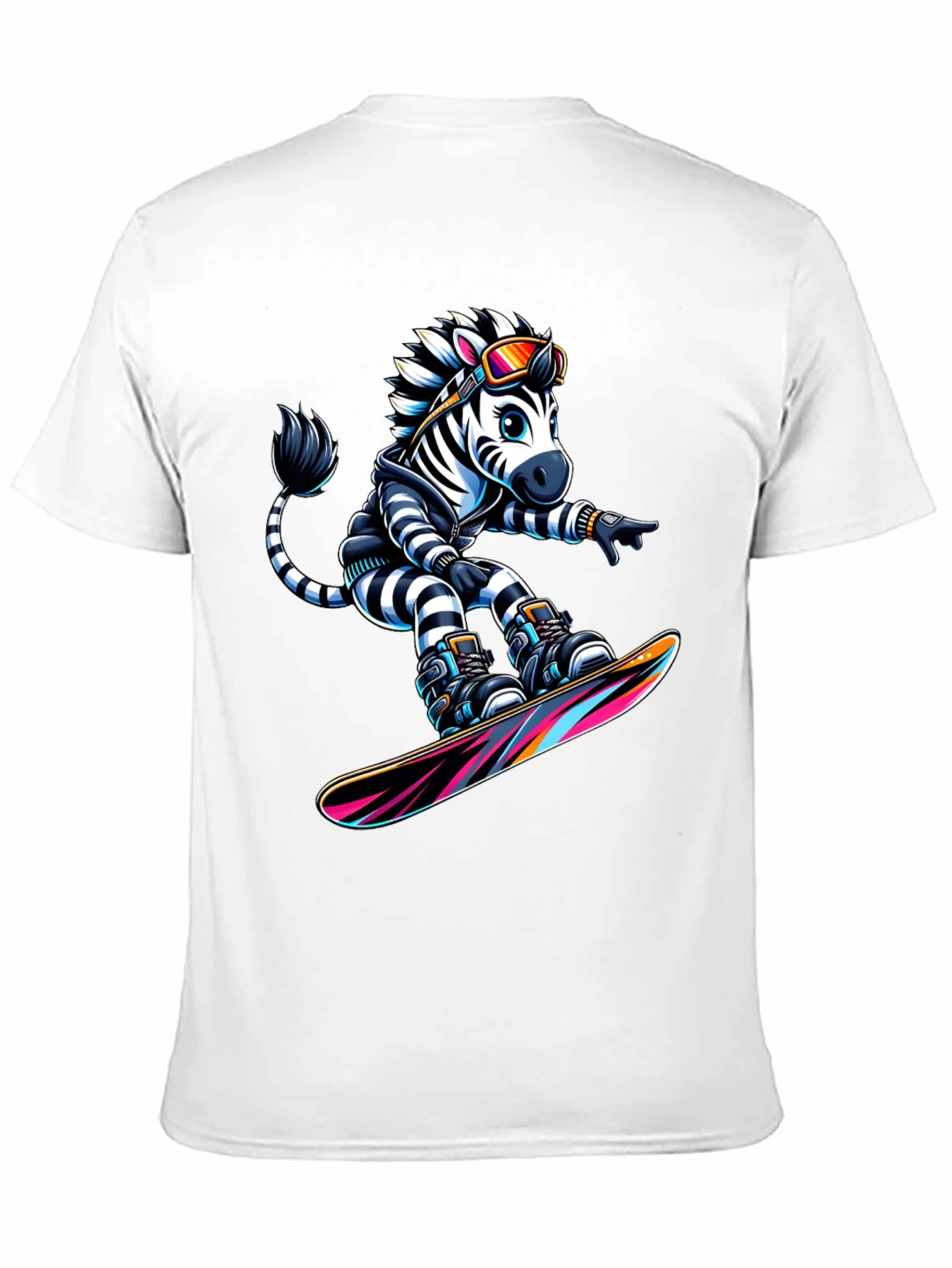 Zebra Snowboarder Graphic T-Shirt
