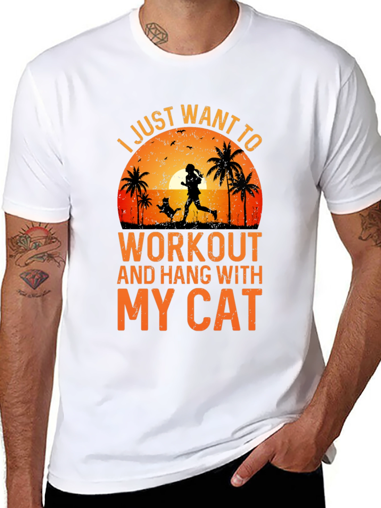 Workout and Hang With My Cat T-Shirt