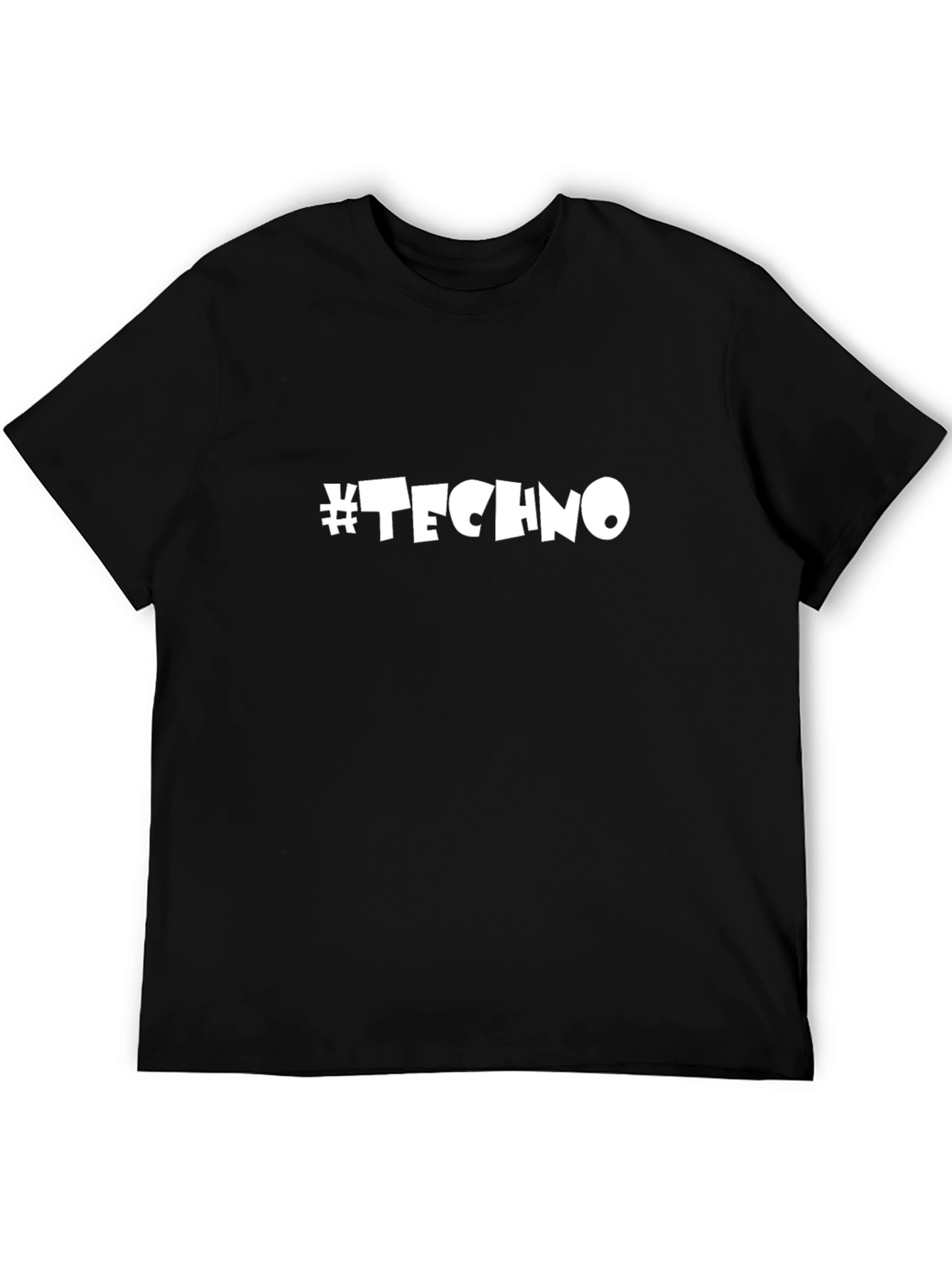 #Techno Black Cotton T-Shirt - Music Lover Fashion