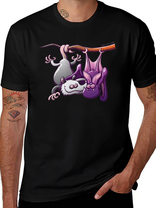 Bat & Opossum Tee - Funny Animal Cartoon Shirt