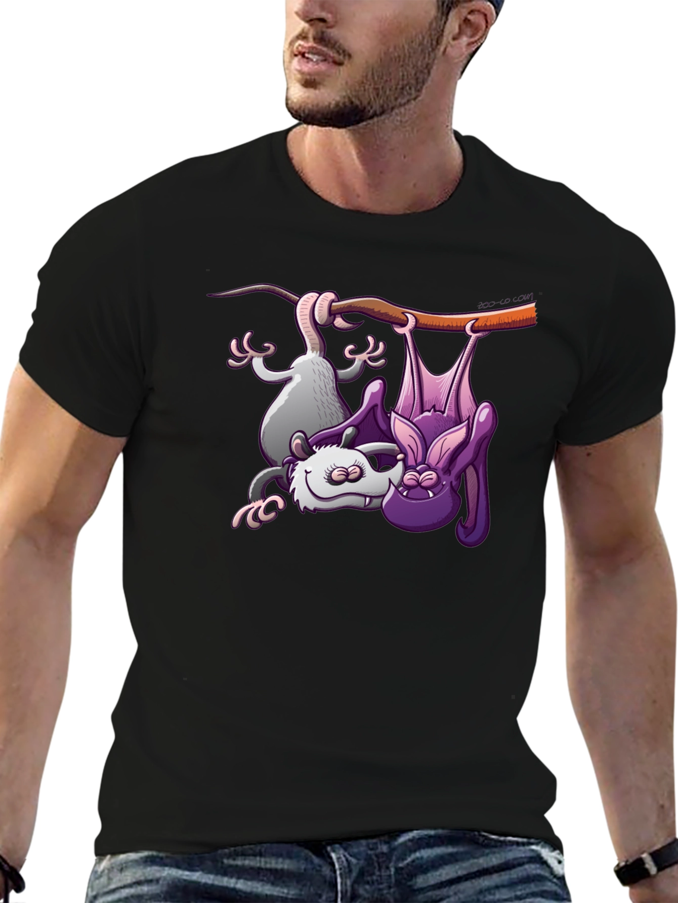 Bat & Opossum Tee - Funny Animal Cartoon Shirt