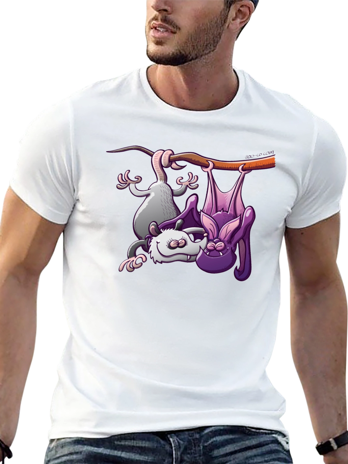 Bat & Opossum Tee - Funny Animal Cartoon Shirt