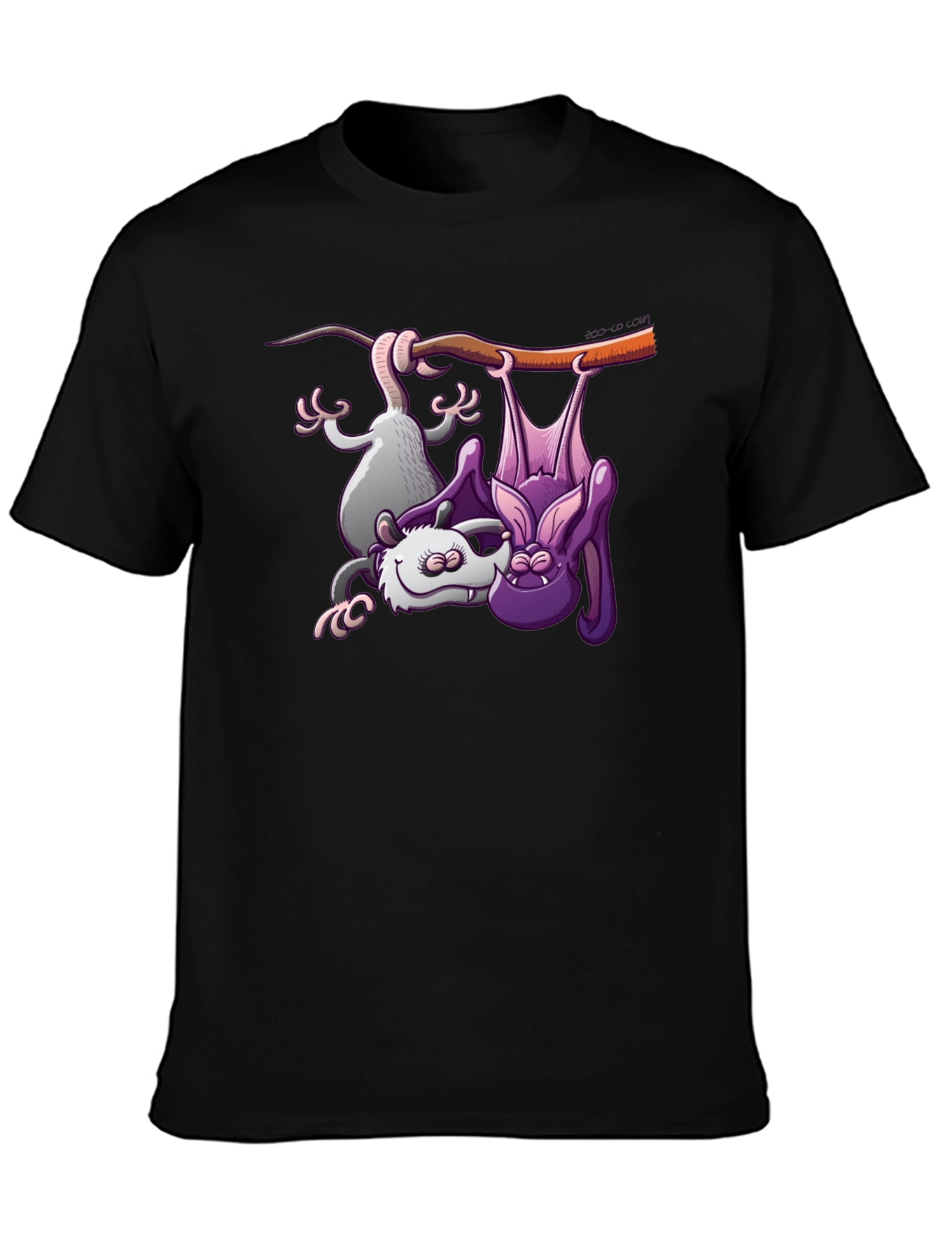 Bat & Opossum Tee - Funny Animal Cartoon Shirt