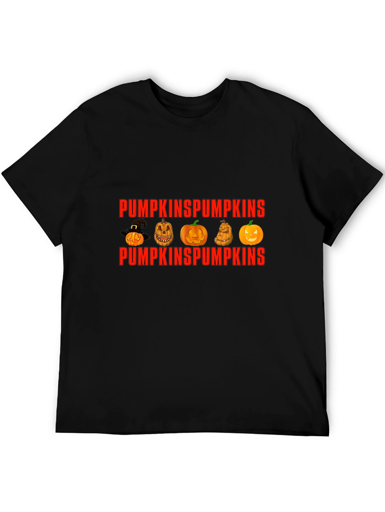 Pumpkin Design Crew Neck T-Shirt
