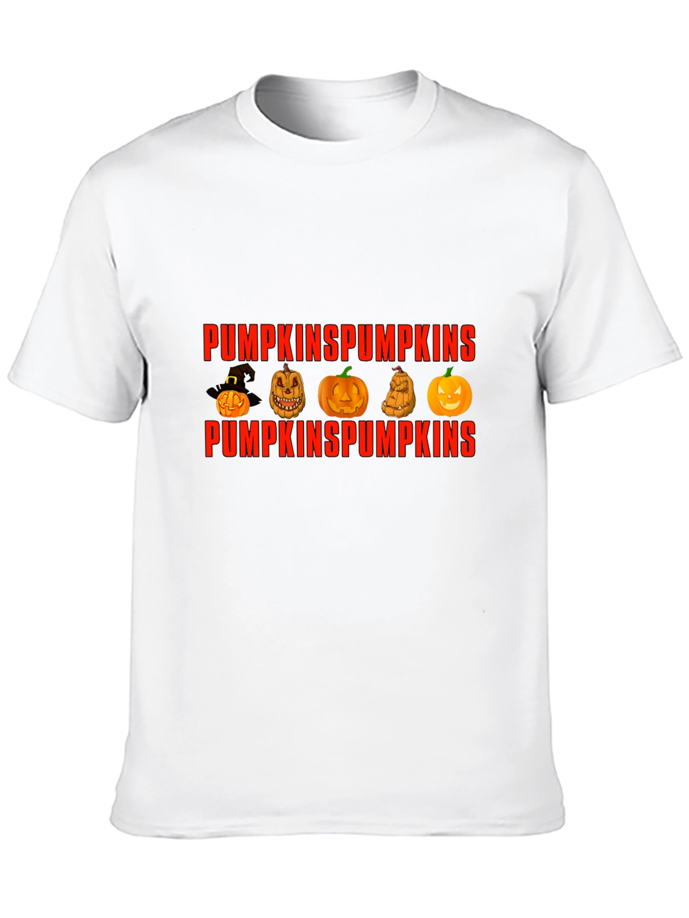 Pumpkin Design Crew Neck T-Shirt