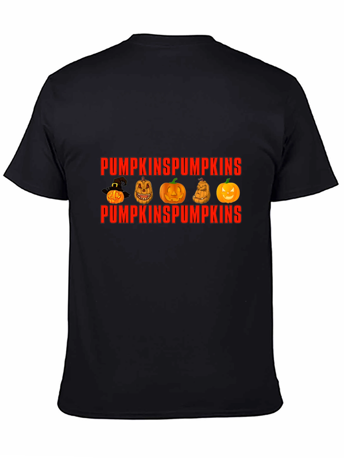 Pumpkin Design Crew Neck T-Shirt