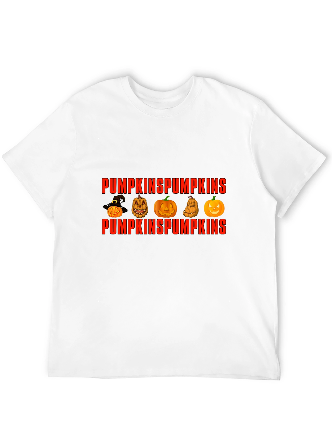 Pumpkin Design Crew Neck T-Shirt
