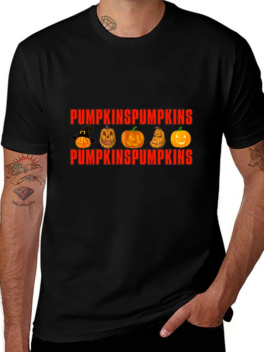 Pumpkin Design Crew Neck T-Shirt