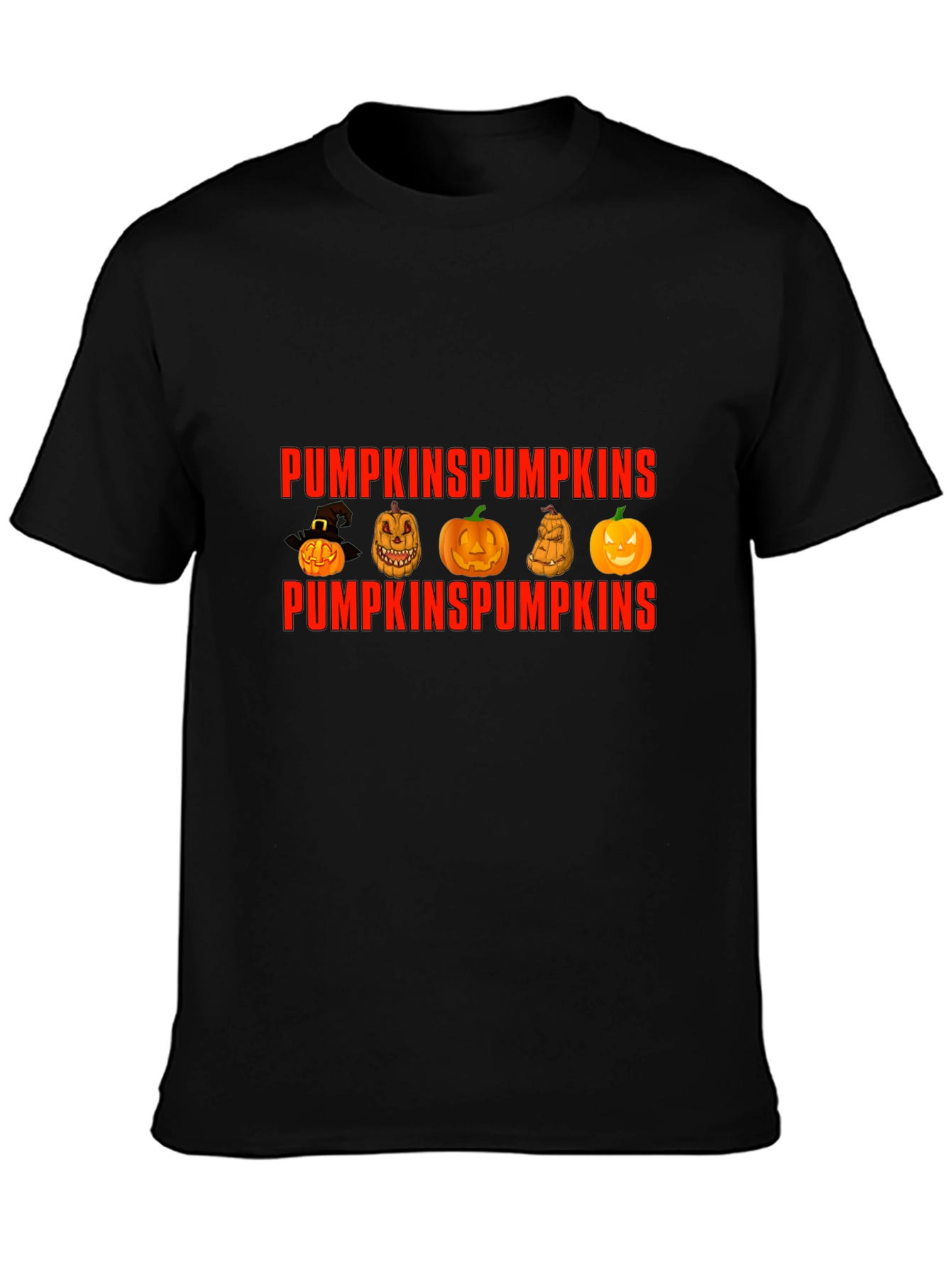 Pumpkin Design Crew Neck T-Shirt