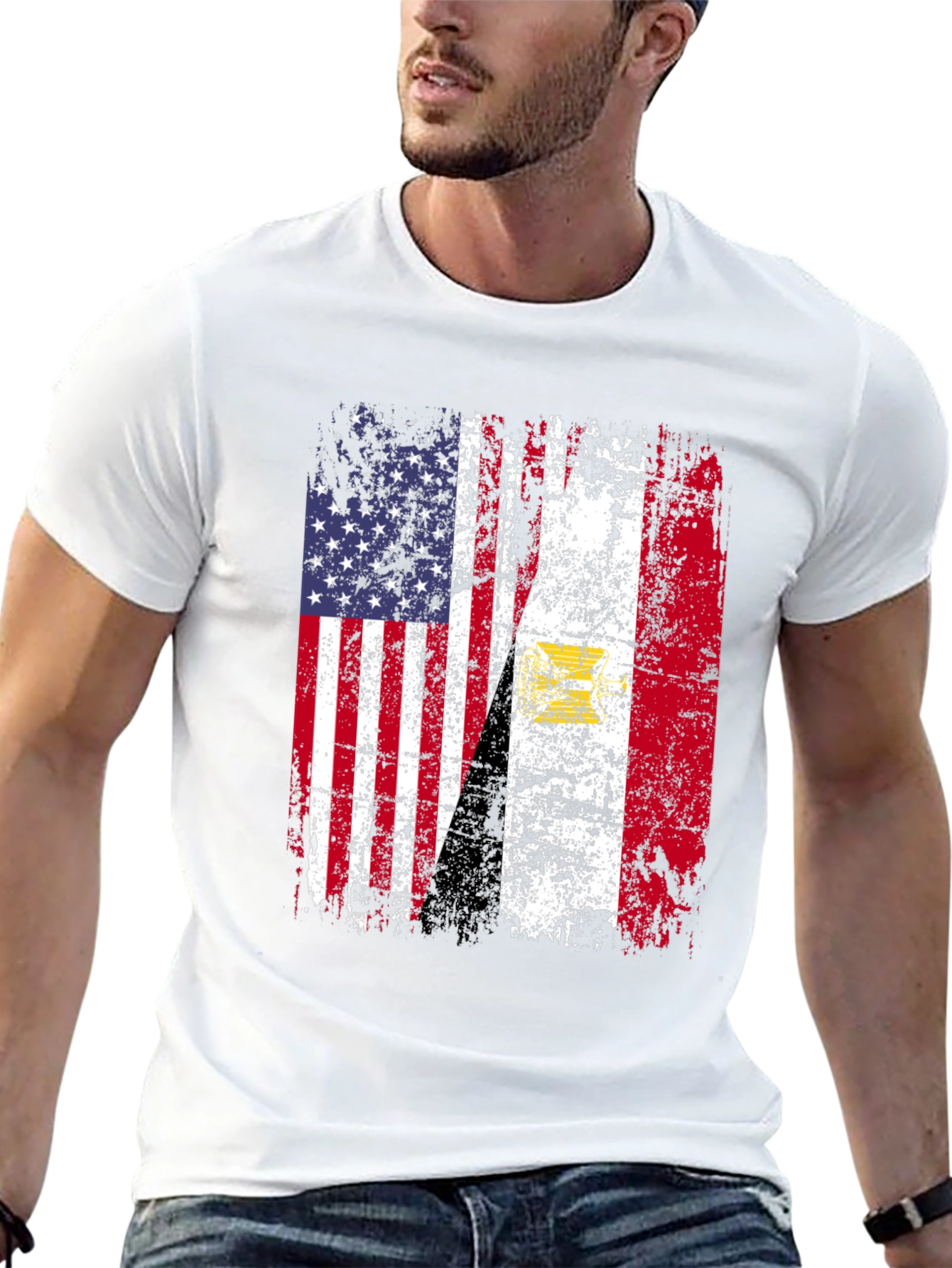 Distressed USA Egypt Flag T-Shirt