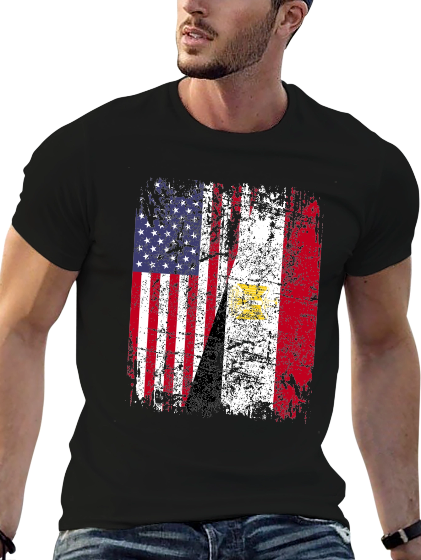 Distressed USA Egypt Flag T-Shirt