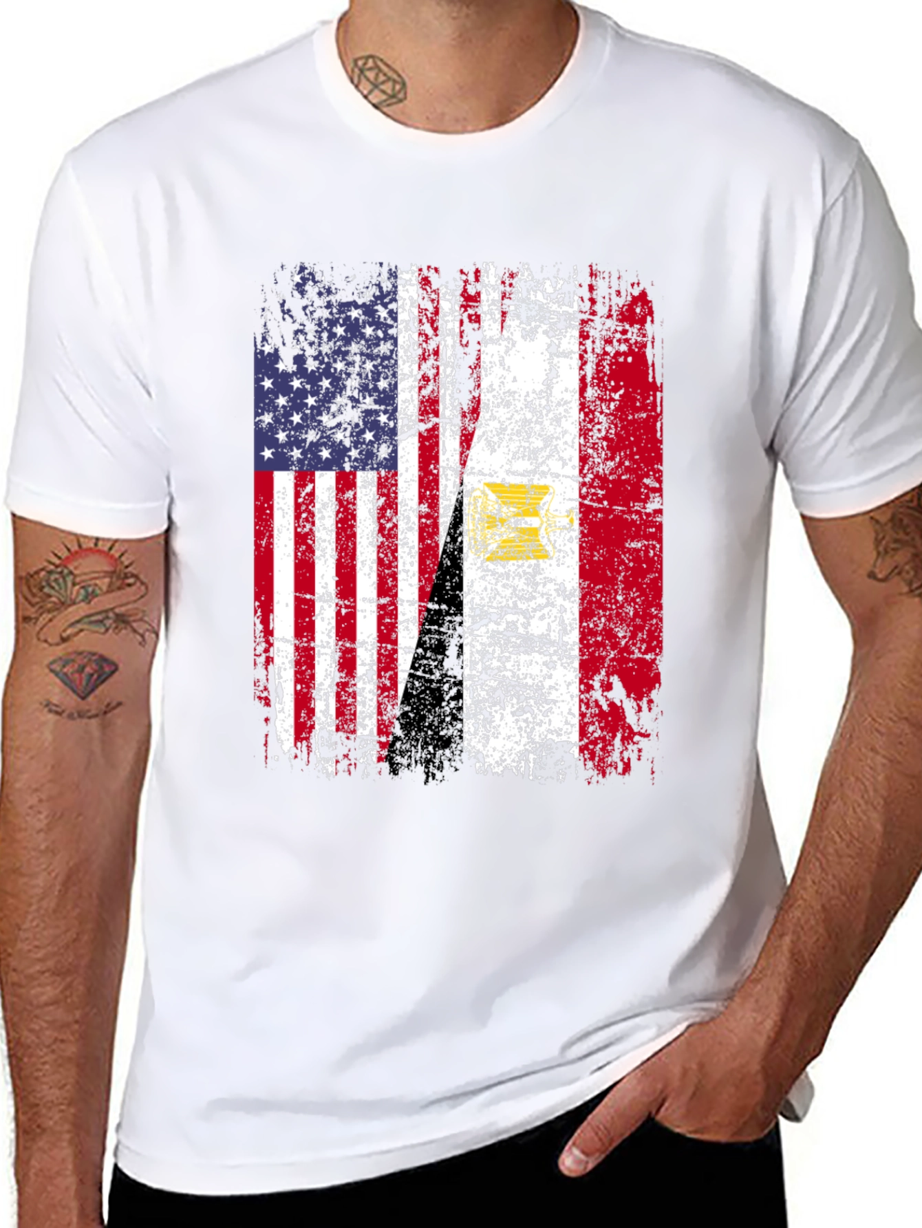 Distressed USA Egypt Flag T-Shirt