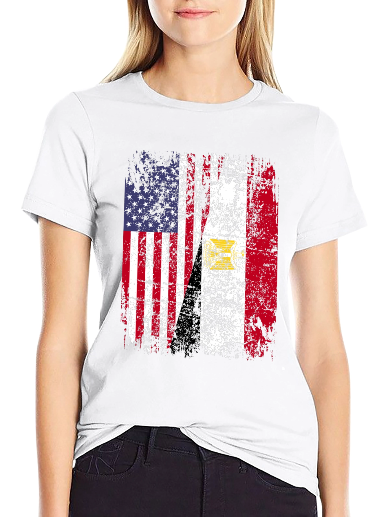 Distressed USA Egypt Flag T-Shirt