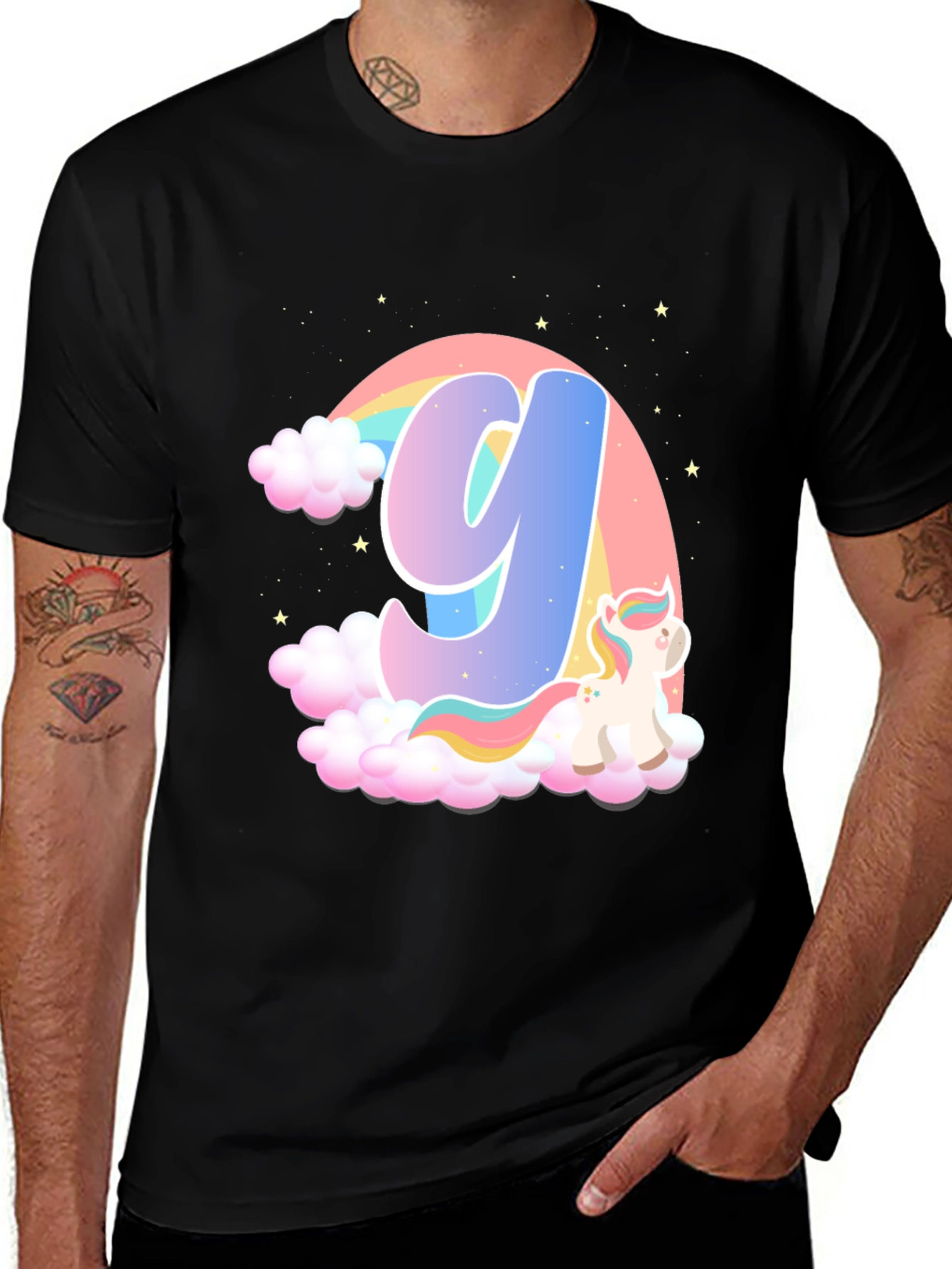 Rainbow Unicorn Letter Y T-Shirt
