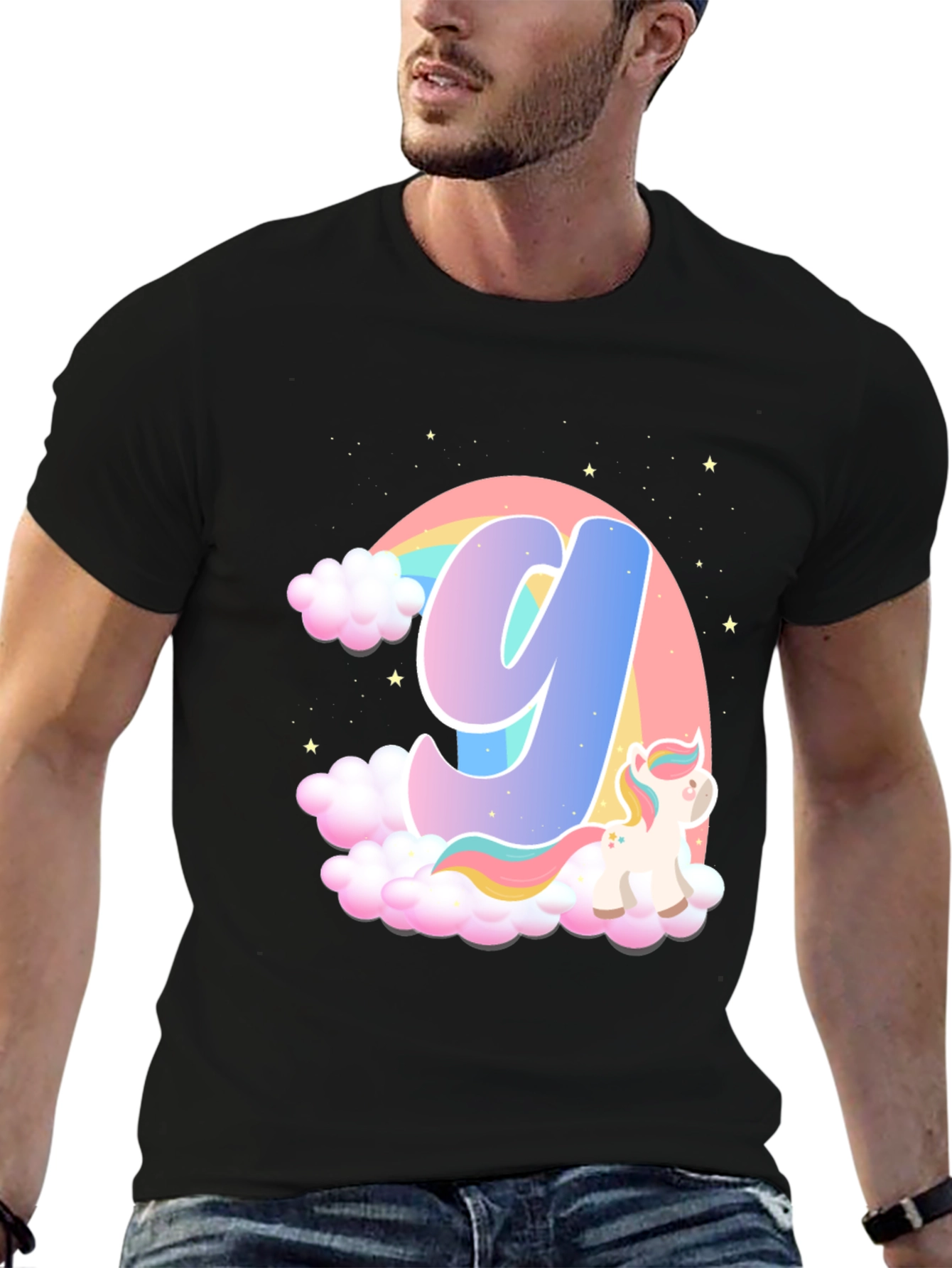 Rainbow Unicorn Letter Y T-Shirt