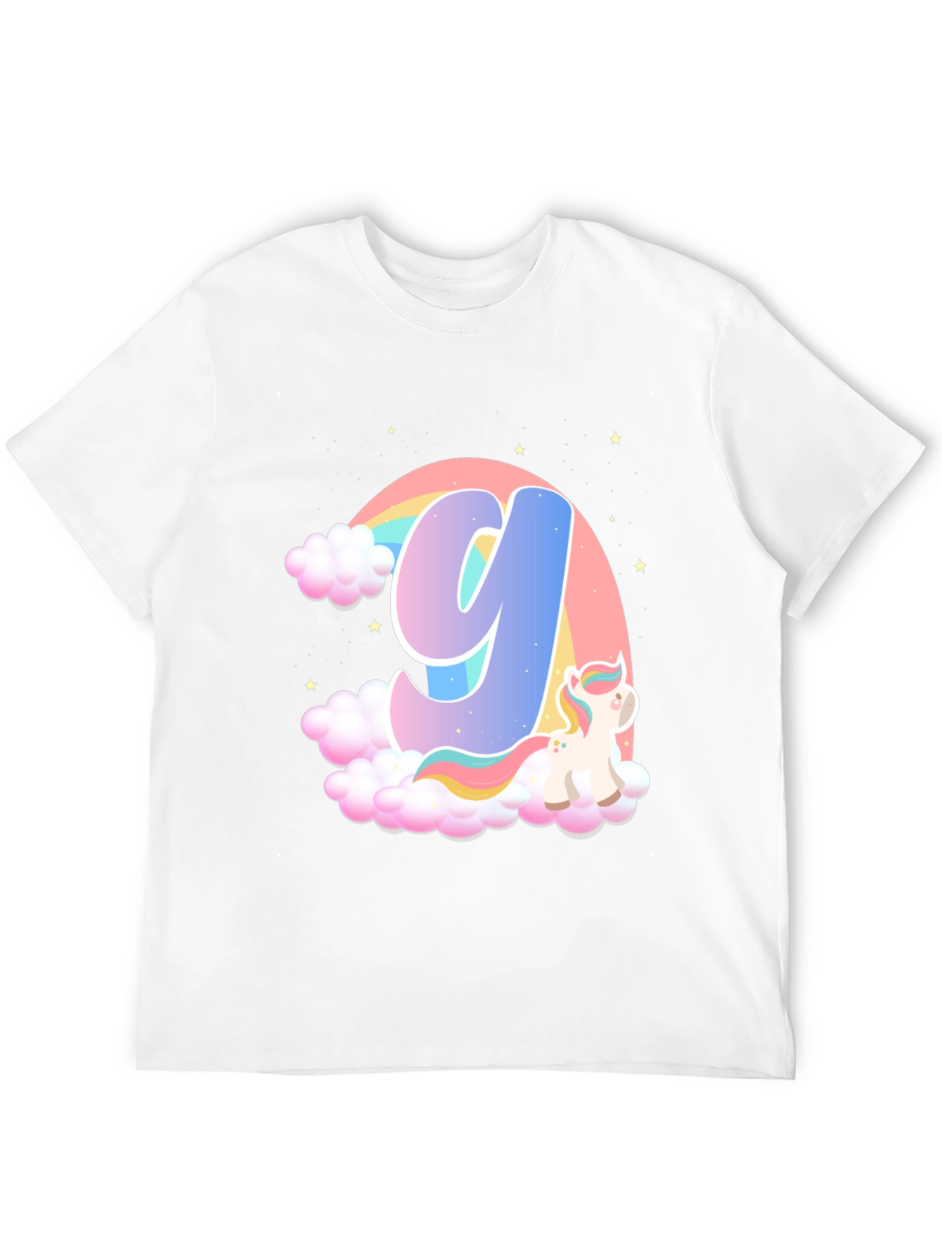 Rainbow Unicorn Letter Y T-Shirt
