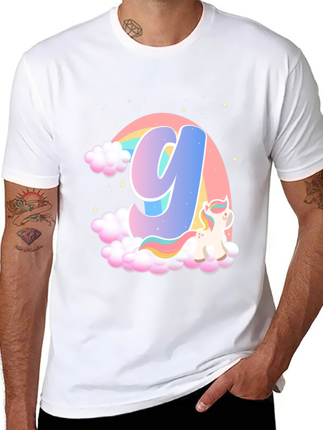 Rainbow Unicorn Letter Y T-Shirt