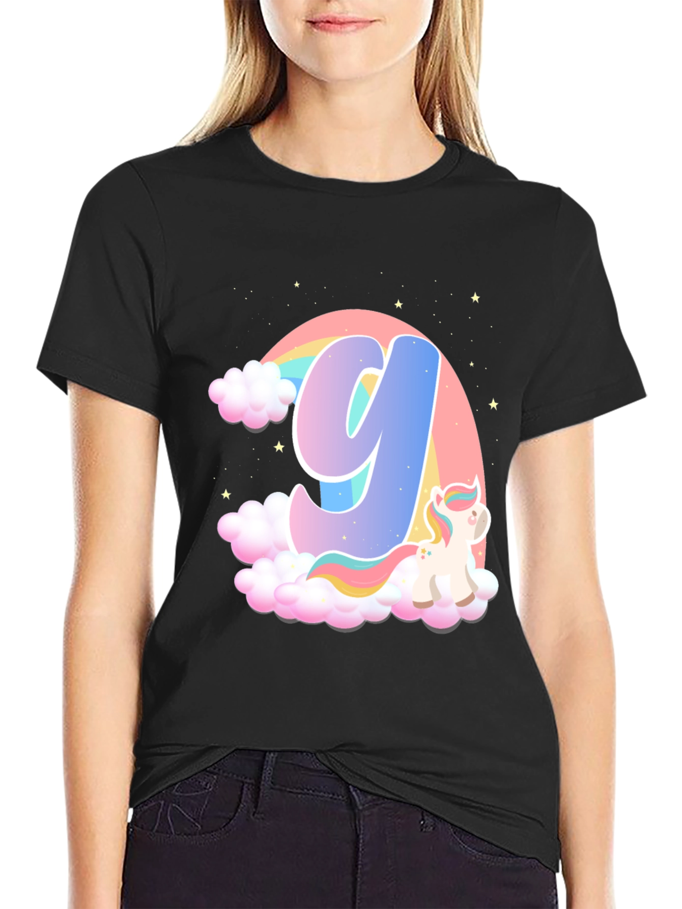 Rainbow Unicorn Letter Y T-Shirt