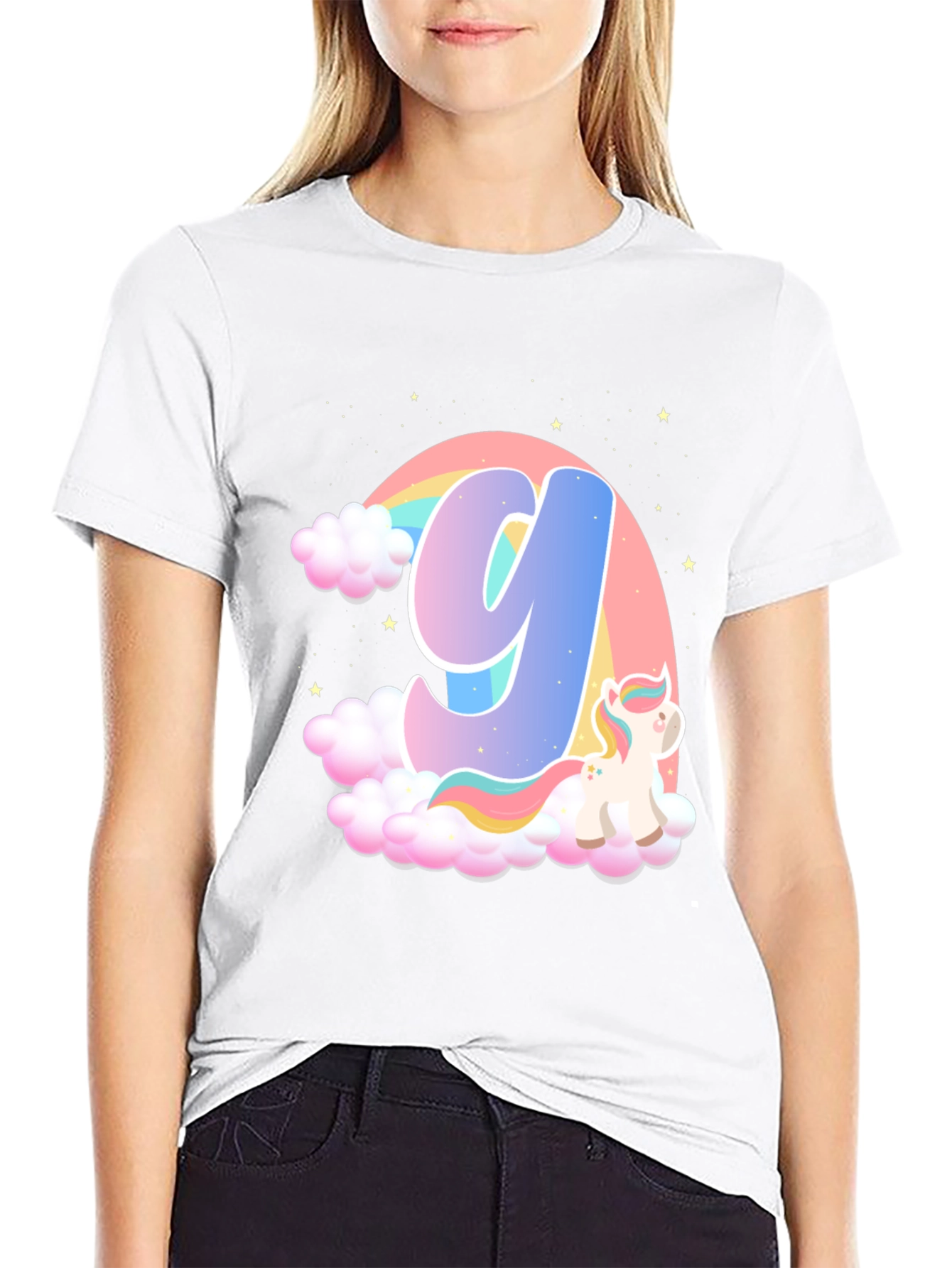 Rainbow Unicorn Letter Y T-Shirt