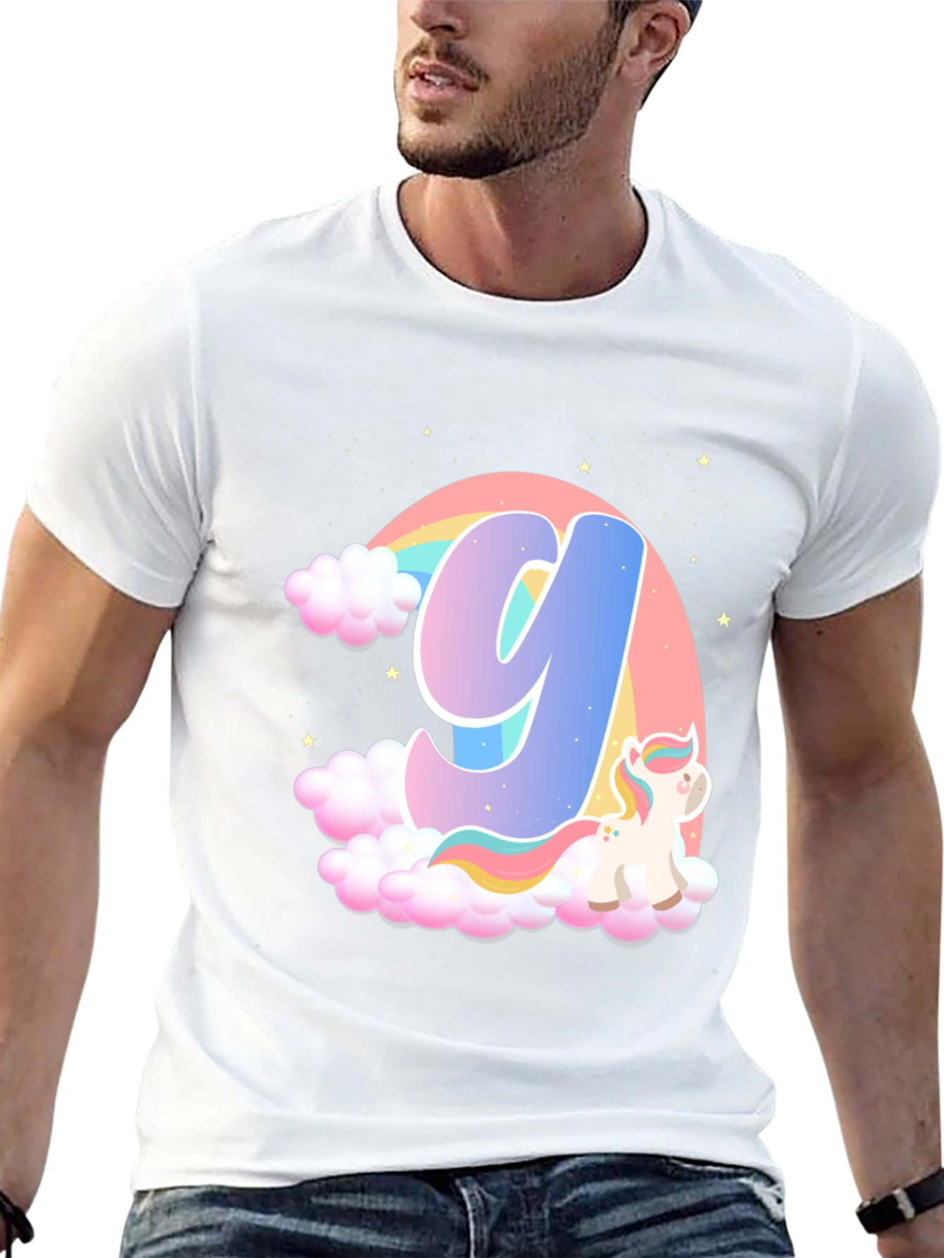 Rainbow Unicorn Letter Y T-Shirt