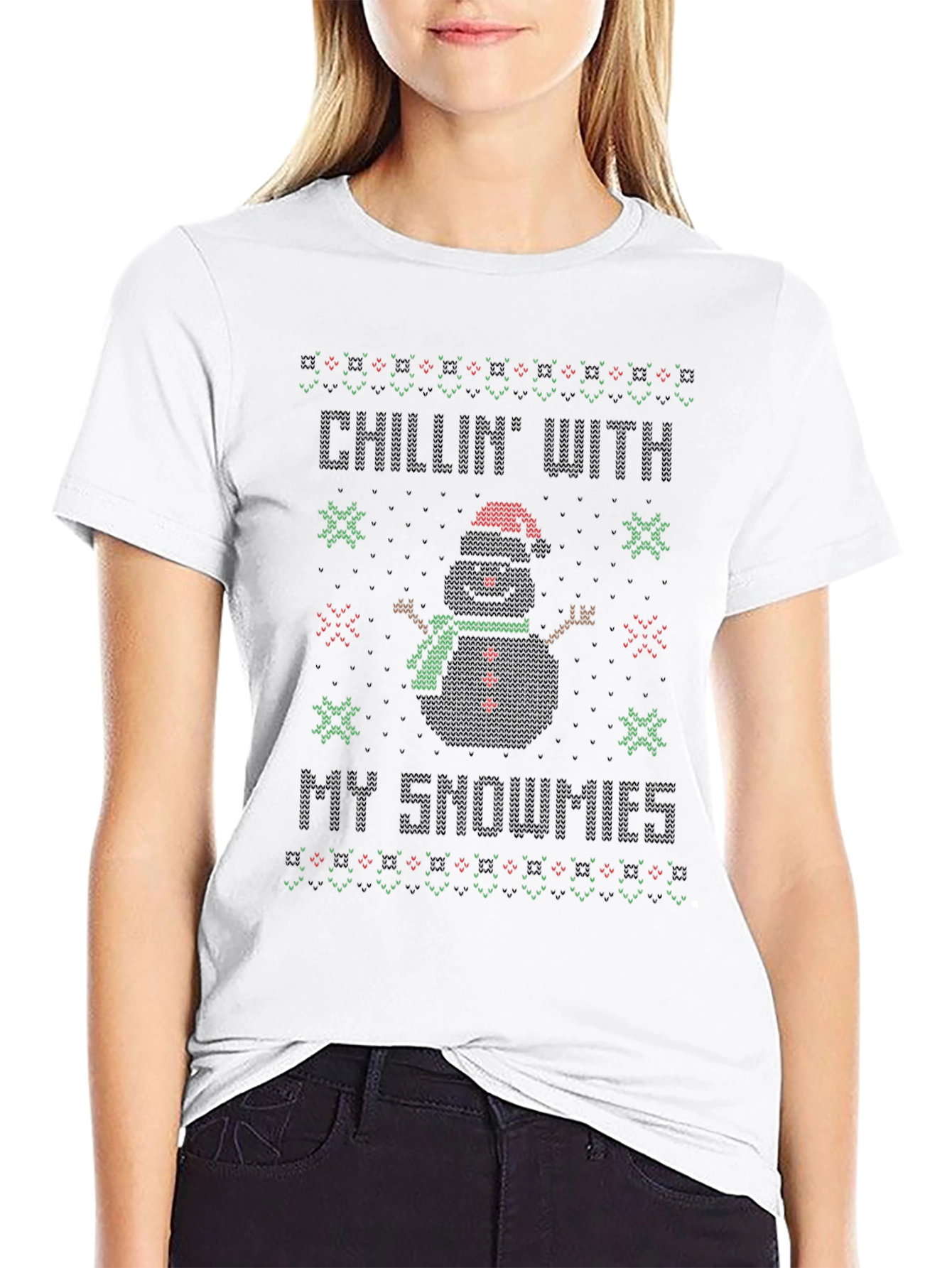 Chillin With My Snowmies Ugly Christmas Sweater Style T-Shirt