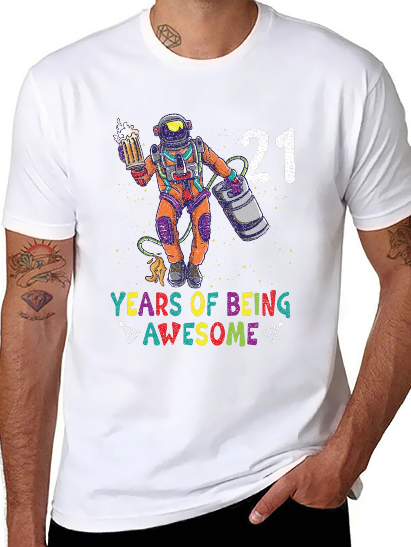 21 Years of Being Awesome Astronaut Graphic Tee