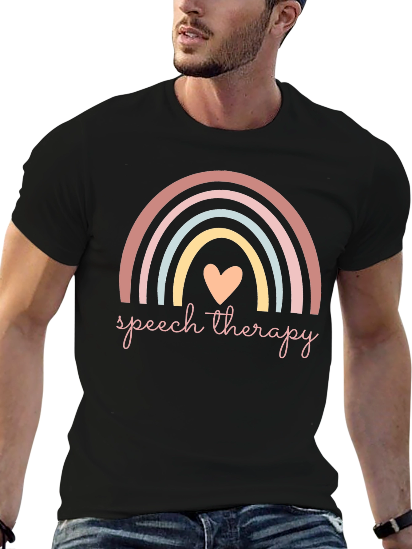 Speech Therapy Rainbow Heart Graphic Tee