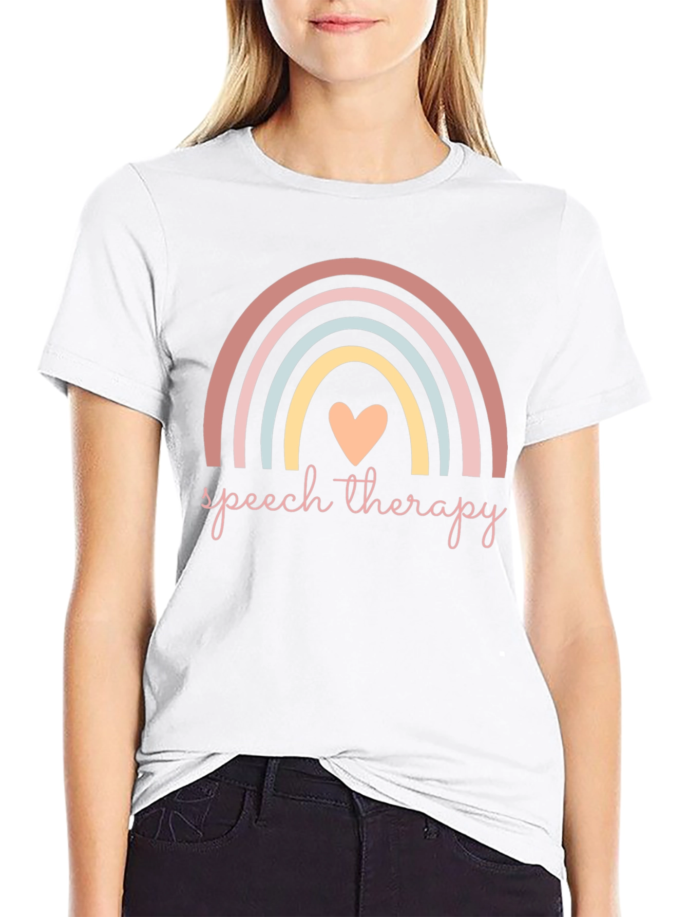 Speech Therapy Rainbow Heart Graphic Tee