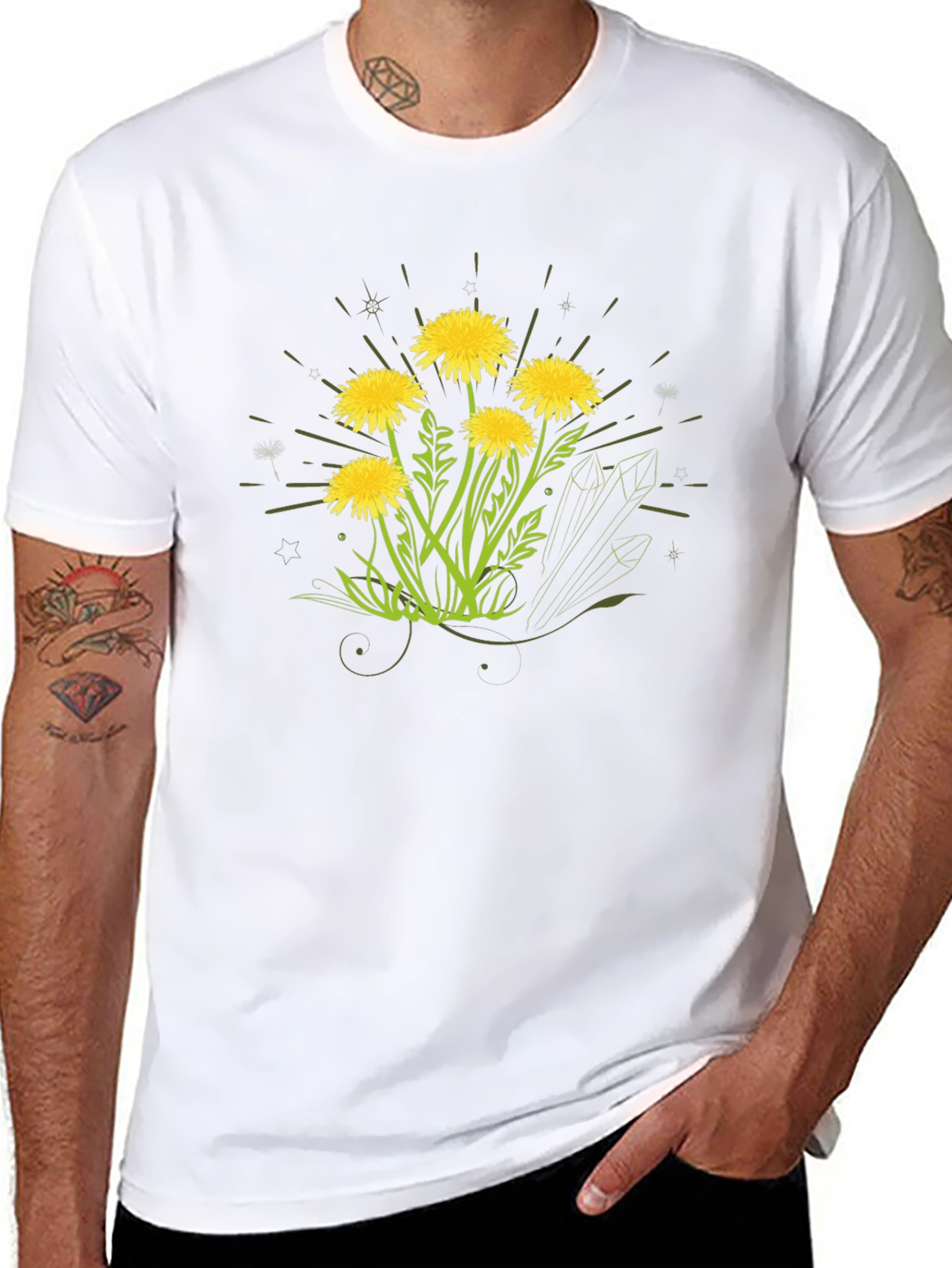 Dandelion Graphic Print Black T-Shirt