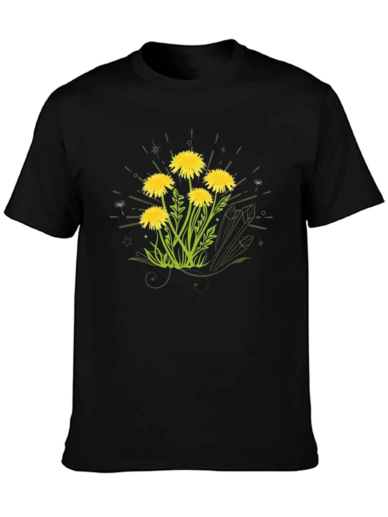 Dandelion Graphic Print Black T-Shirt