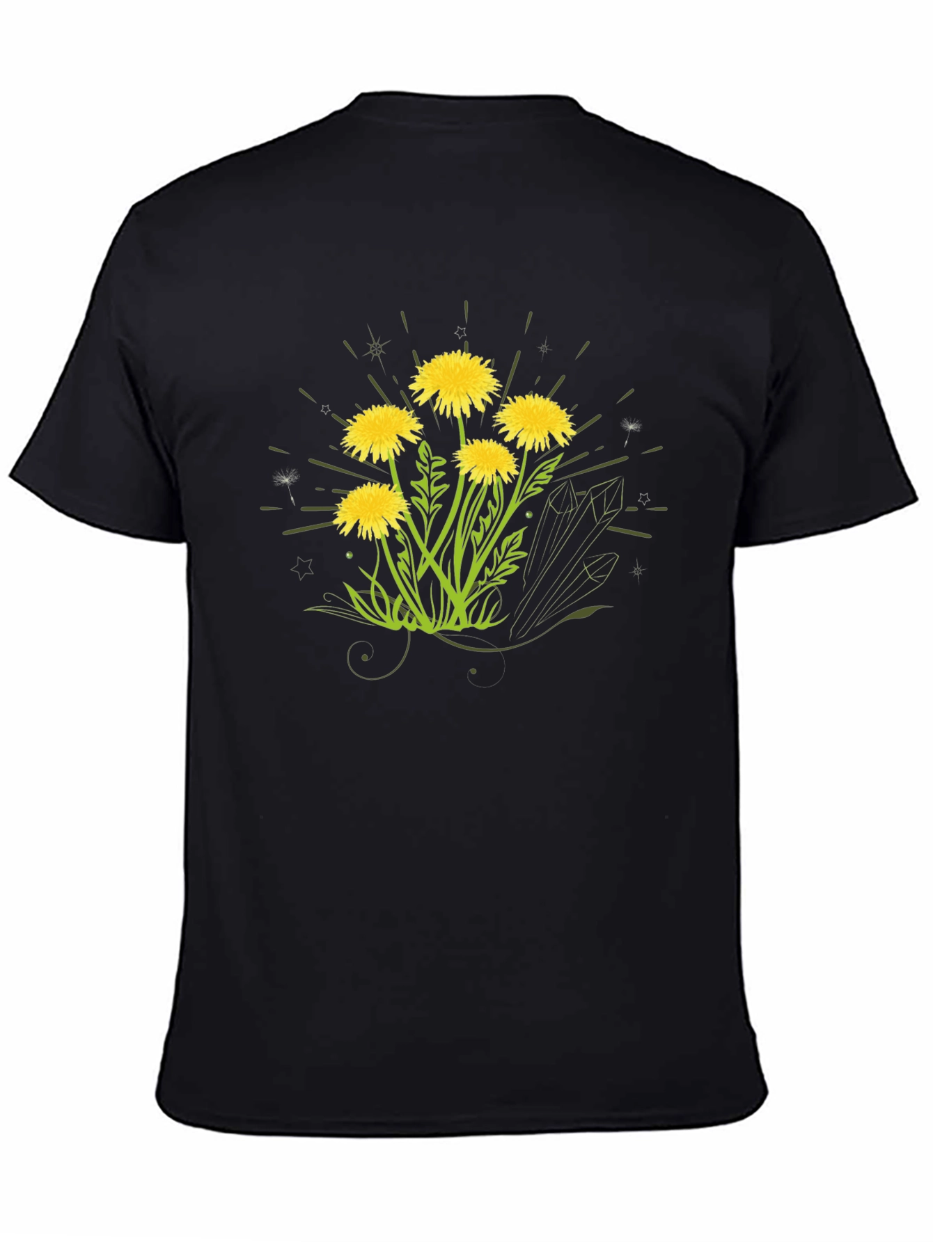 Dandelion Graphic Print Black T-Shirt