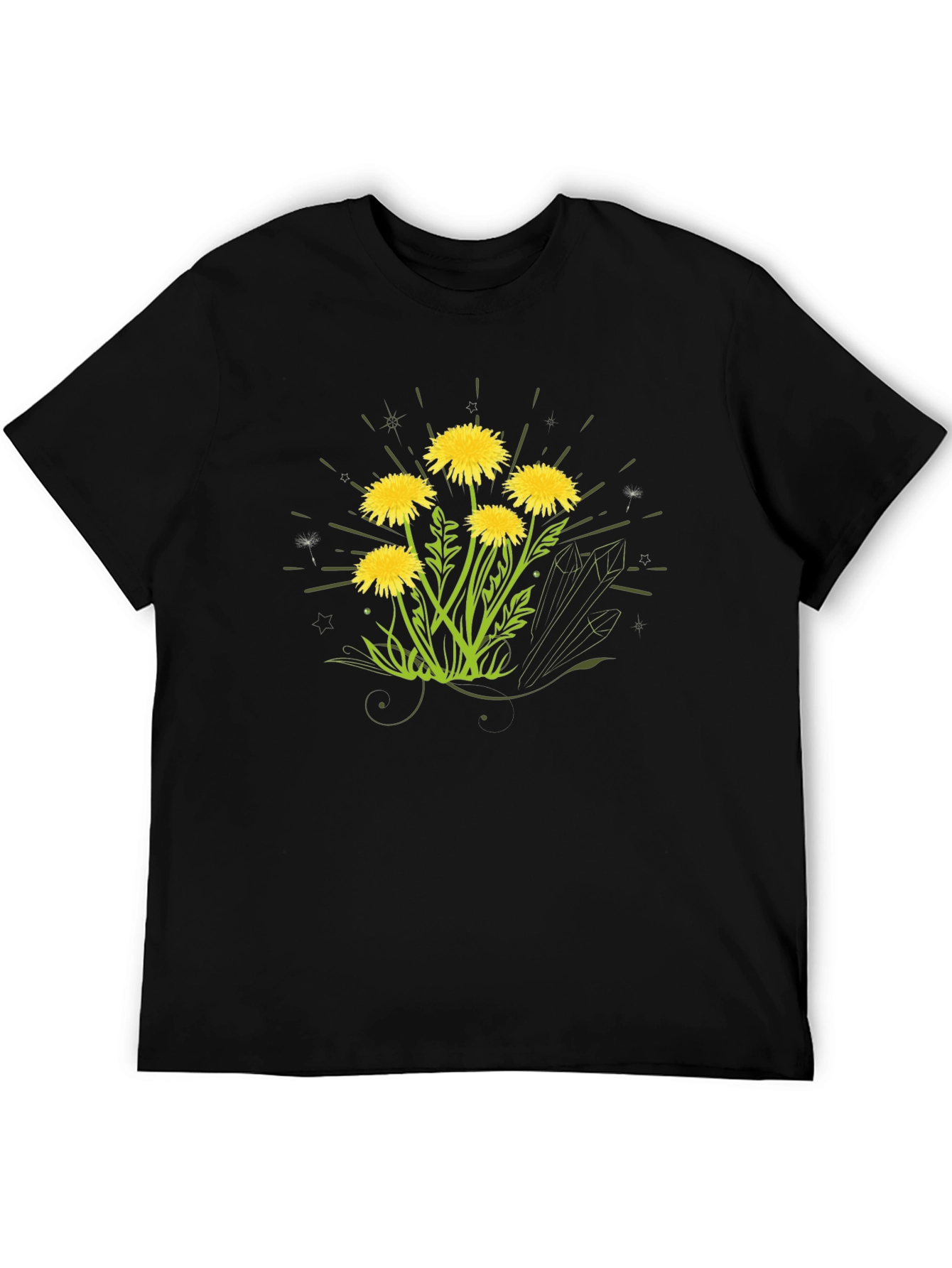 Dandelion Graphic Print Black T-Shirt