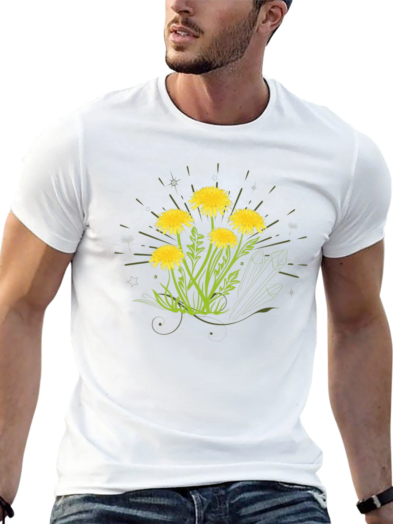 Dandelion Graphic Print Black T-Shirt