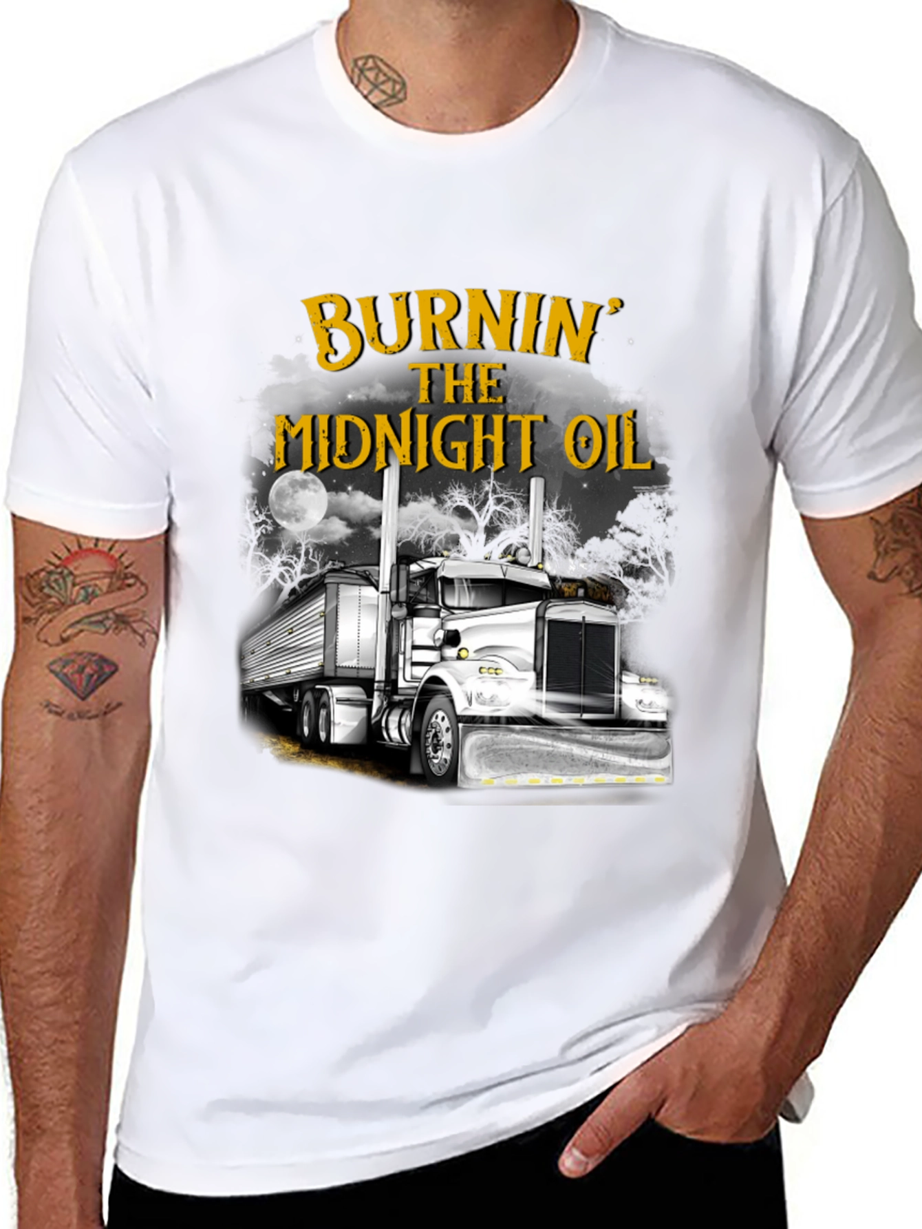 Burnin the Midnight Oil Trucker T-Shirt