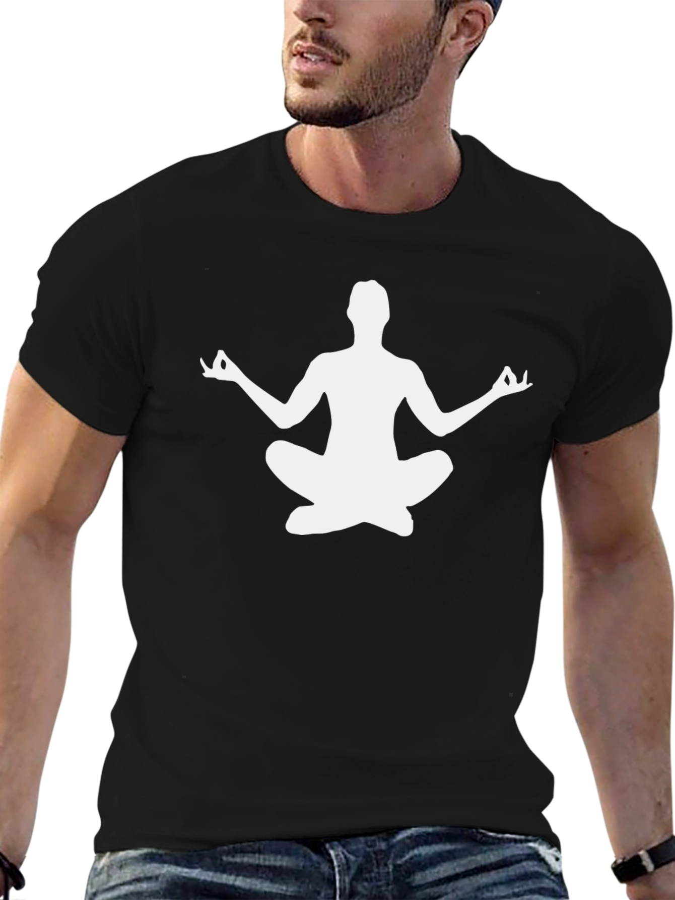 Yoga Pose Graphic Tee - Black Cotton T-Shirt