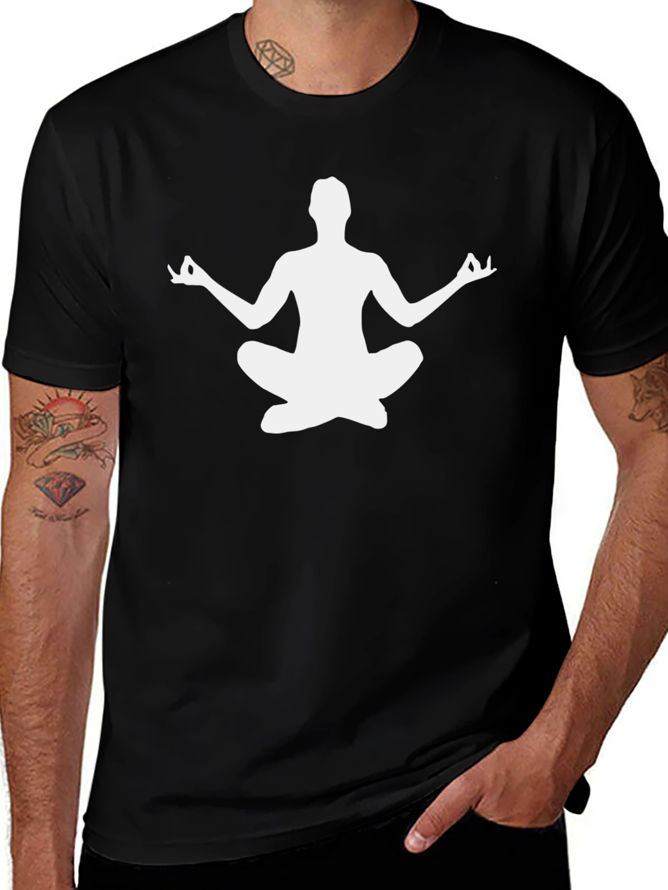 Yoga Pose Graphic Tee - Black Cotton T-Shirt