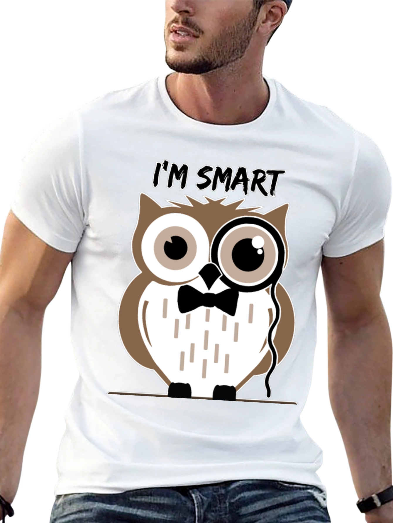 Smart Owl Graphic T-Shirt - Mens Black Tee