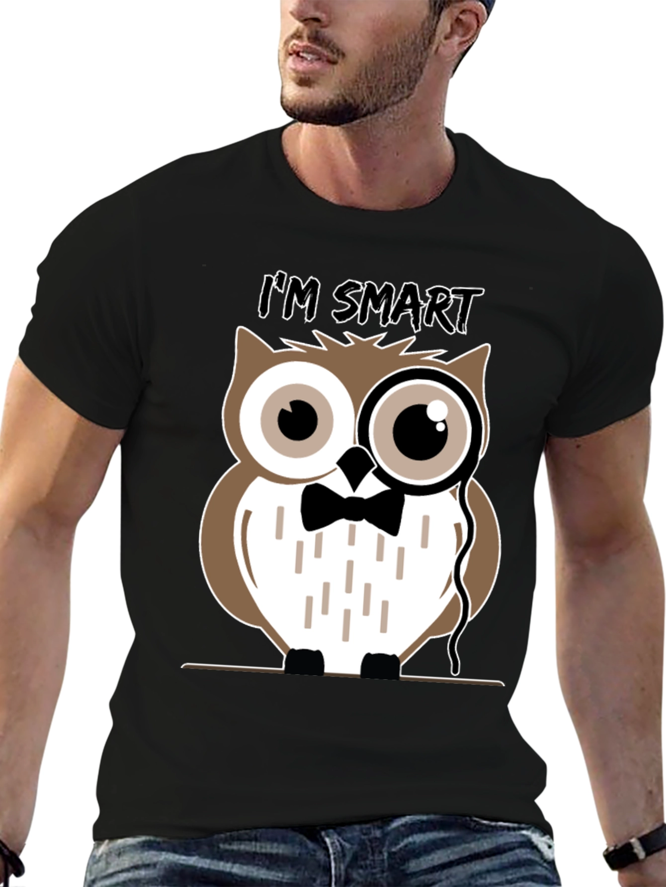 Smart Owl Graphic T-Shirt - Mens Black Tee