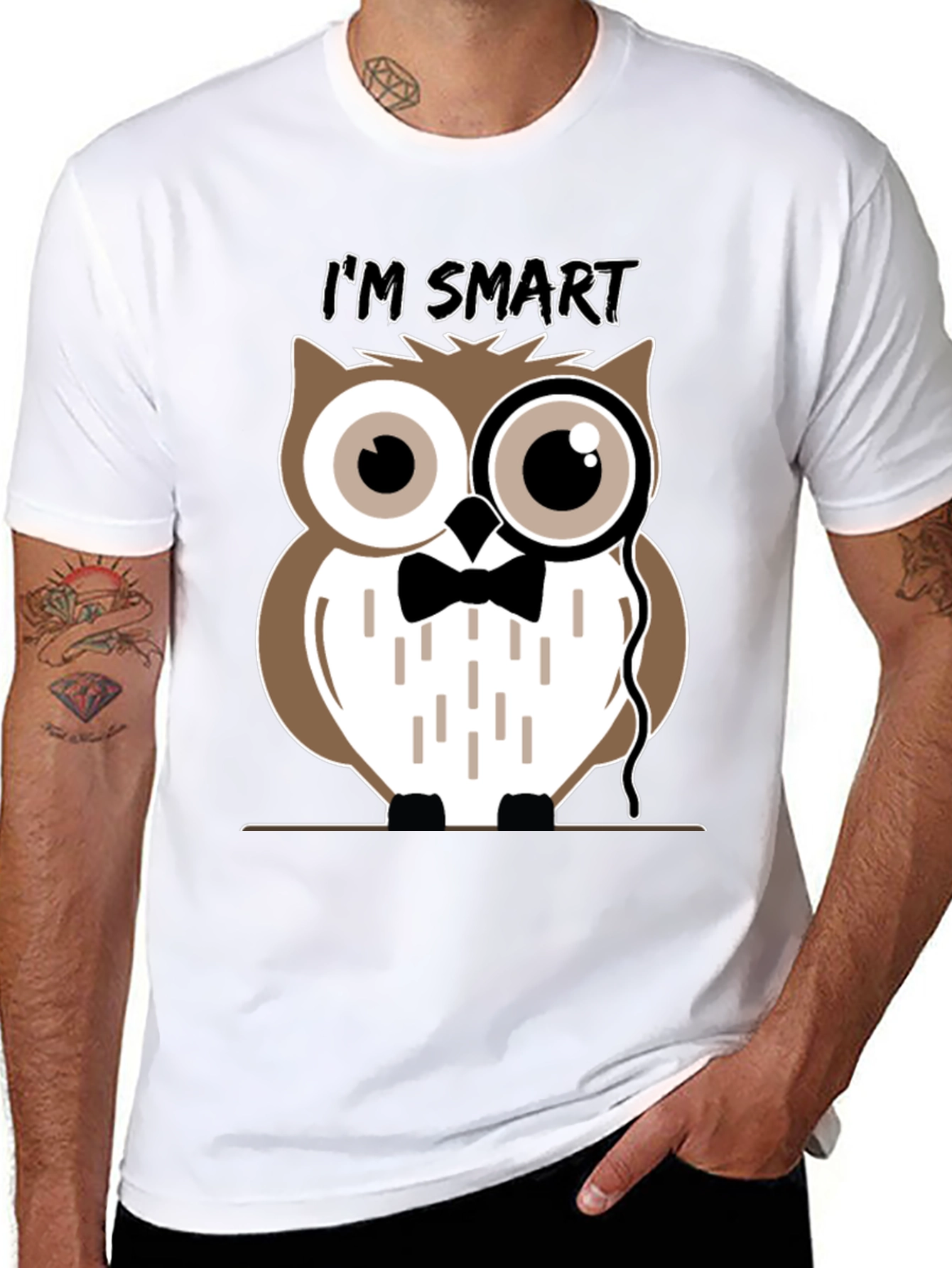 Smart Owl Graphic T-Shirt - Mens Black Tee