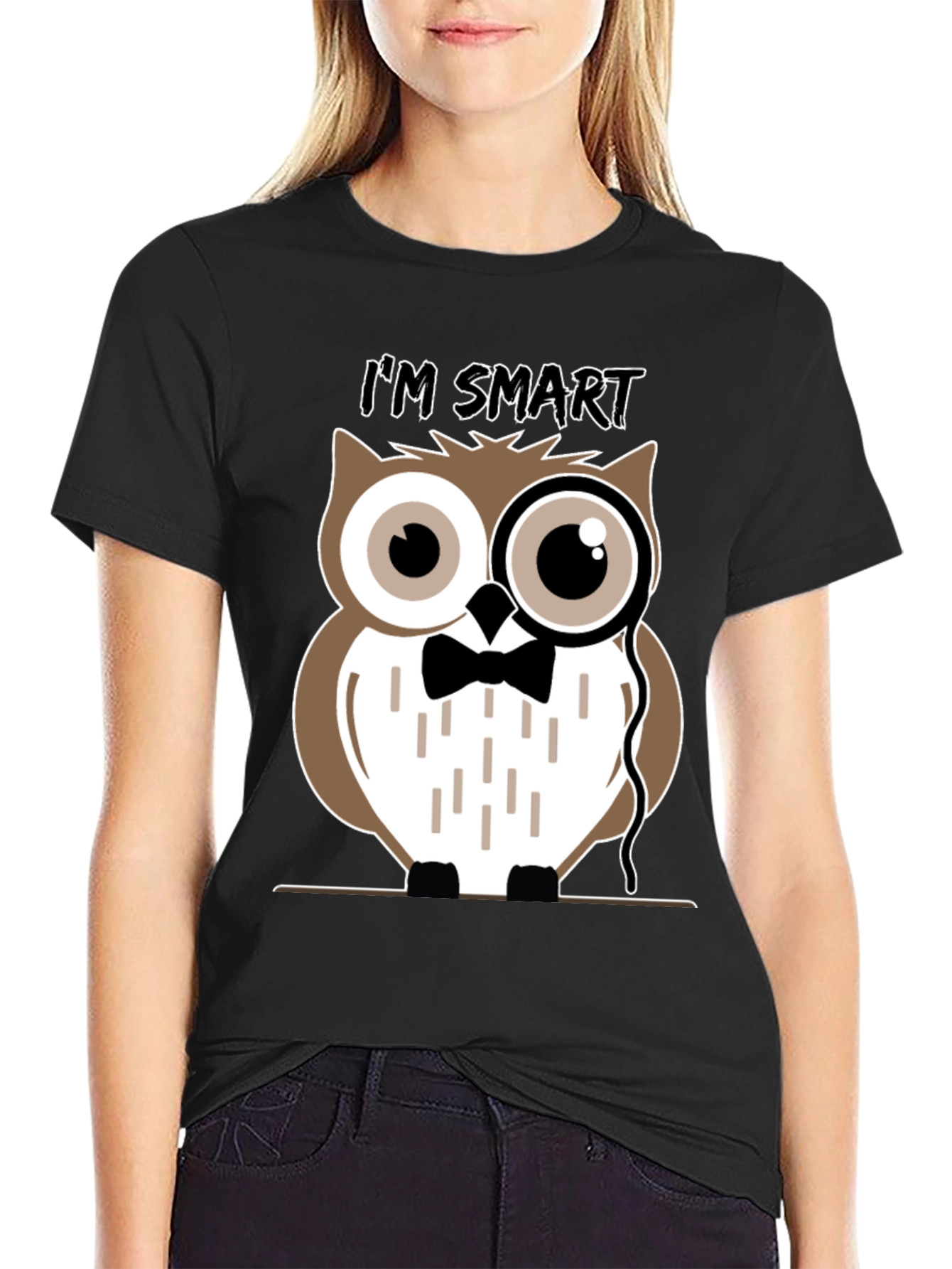 Smart Owl Graphic T-Shirt - Mens Black Tee