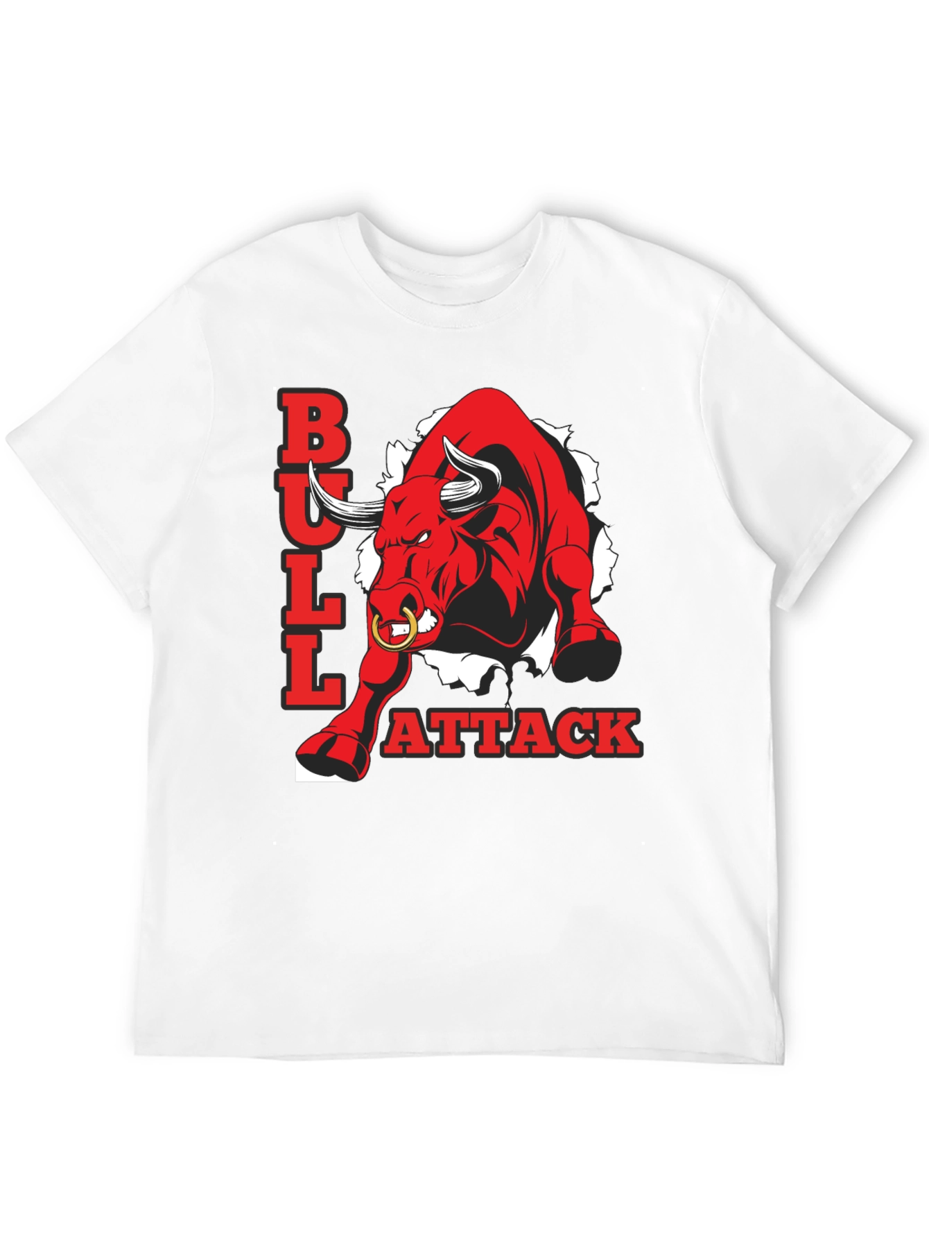 Bull Attack Graphic Tee - Mens Black T-Shirt