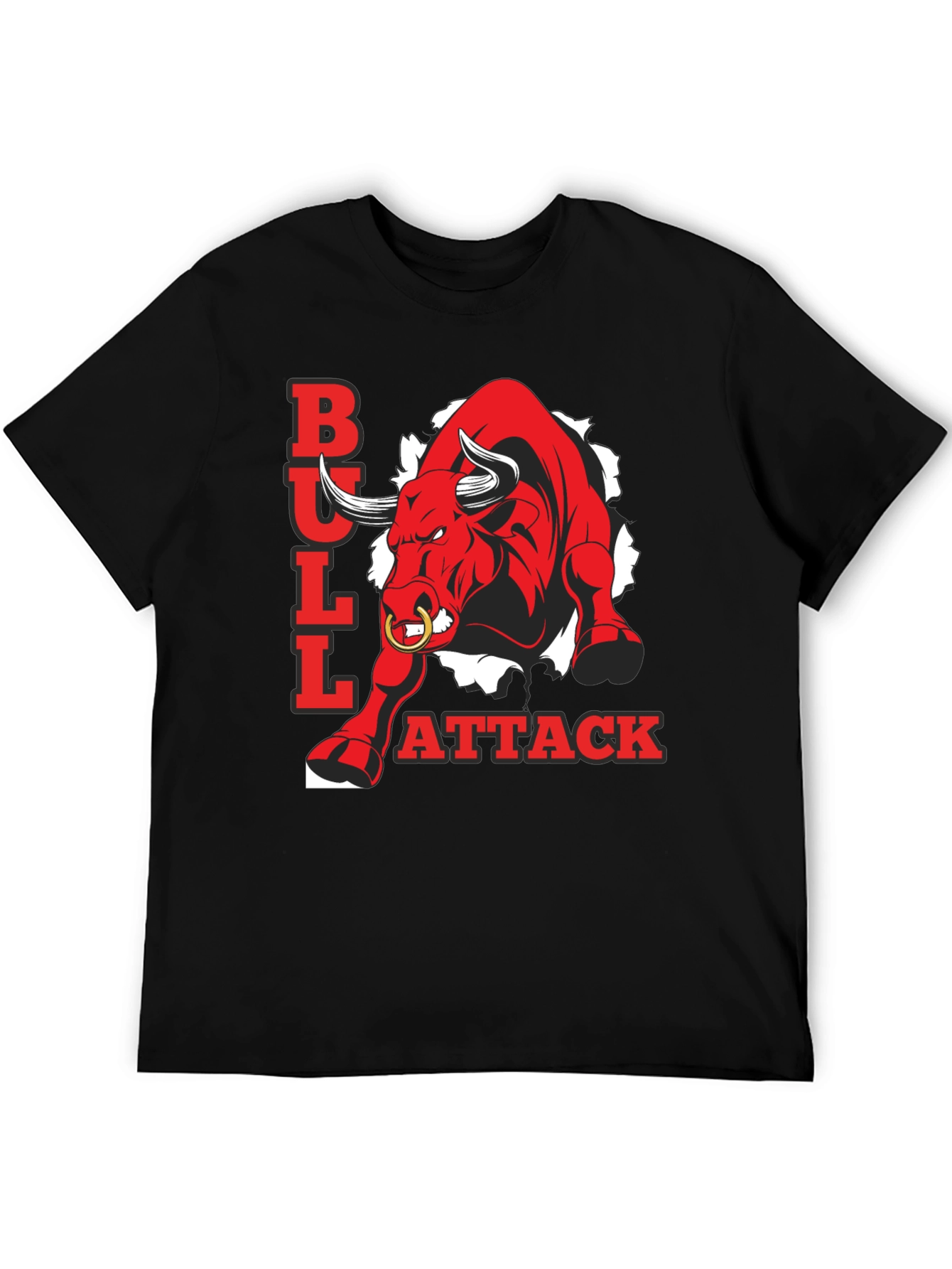 Bull Attack Graphic Tee - Mens Black T-Shirt