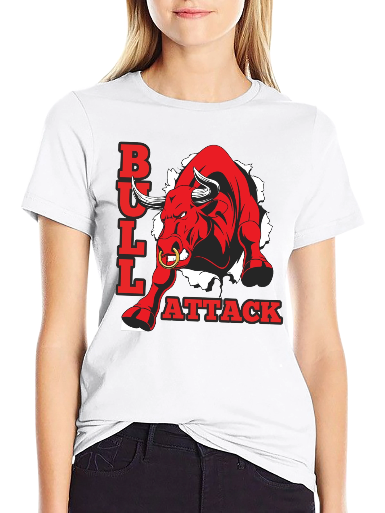 Bull Attack Graphic Tee - Mens Black T-Shirt