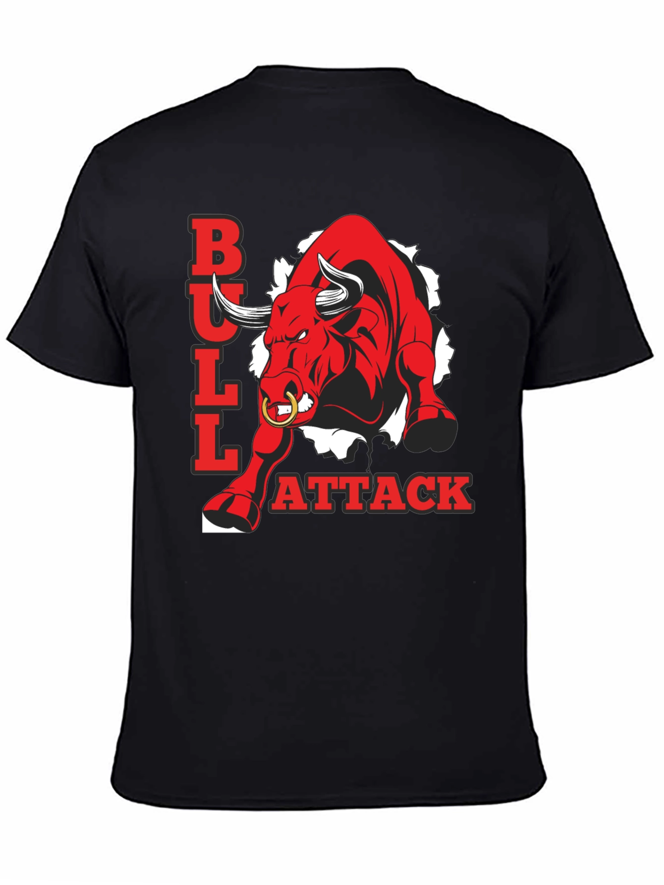Bull Attack Graphic Tee - Mens Black T-Shirt