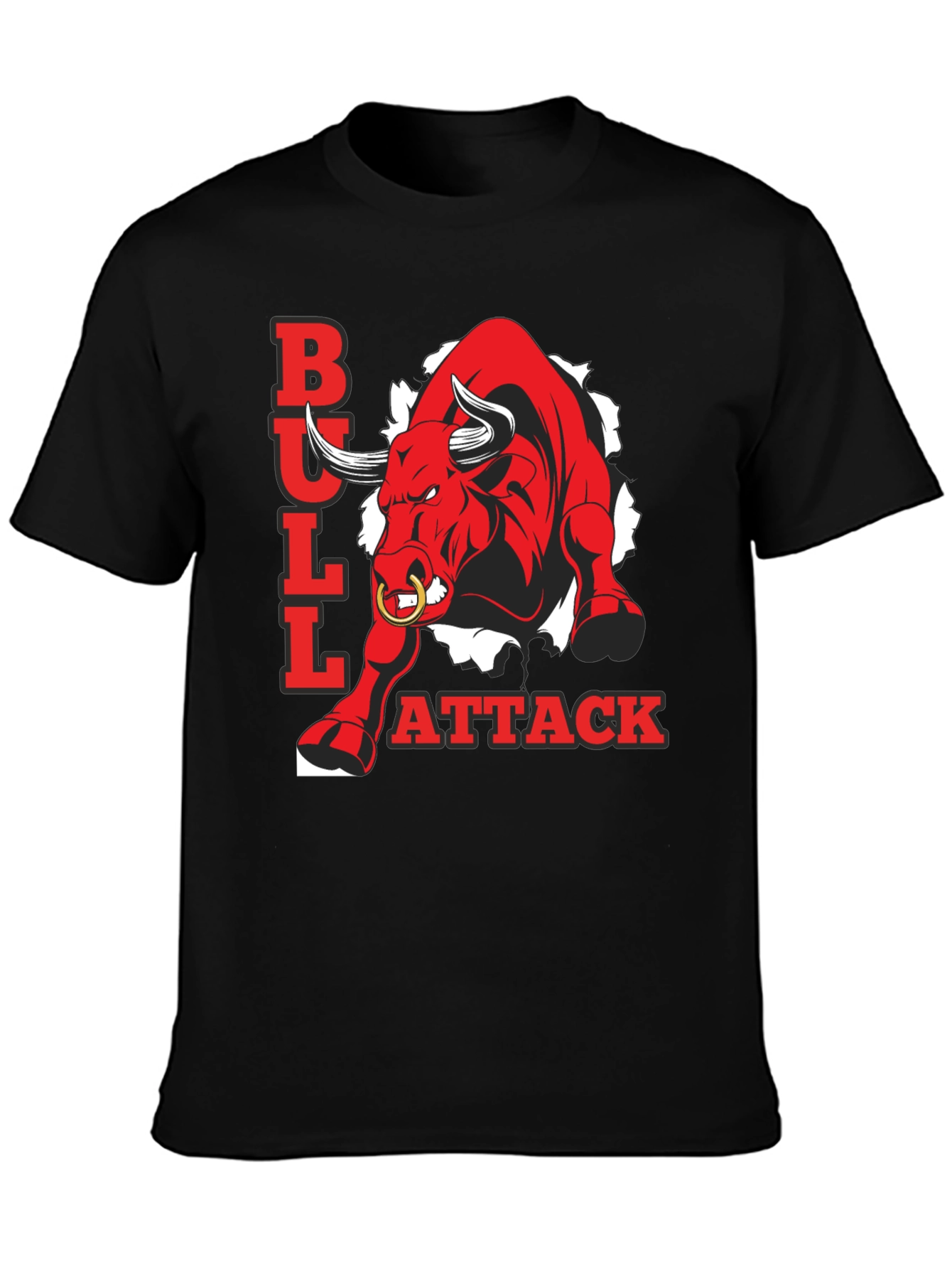 Bull Attack Graphic Tee - Mens Black T-Shirt