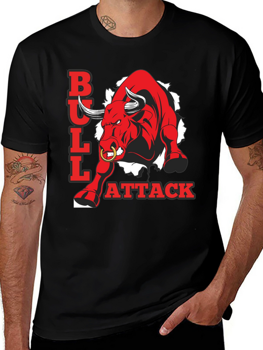 Bull Attack Graphic Tee - Mens Black T-Shirt